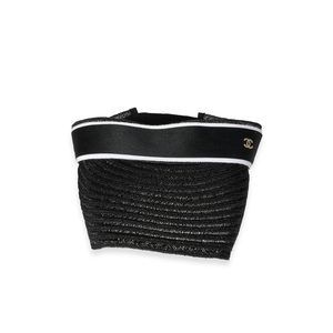 Chanel Black Abaca Cotton Ribbon Visor